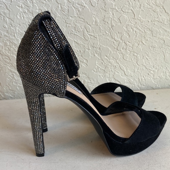 Steve Madden black kisha leather suede sequins heels - Picture 6 of 13